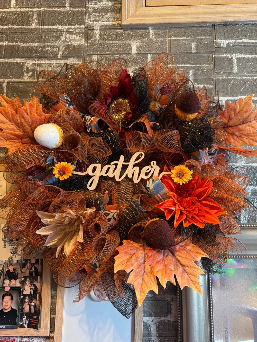 Hand Crafted Orange and Brown 'Gather' Wreath